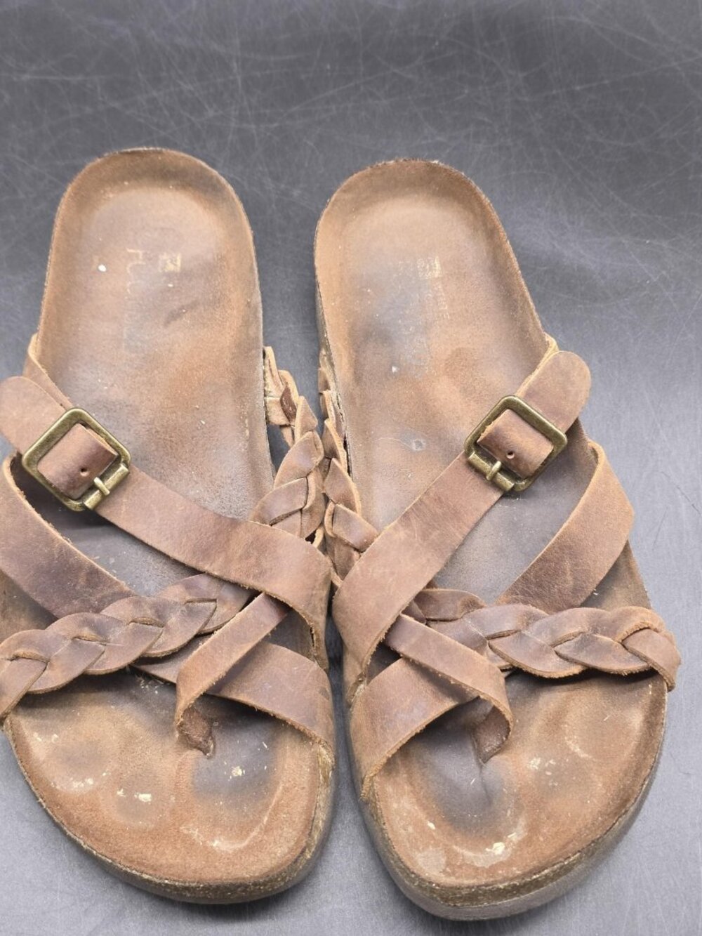White Mountain Sandals Womens Size 9 40 Brown Harrington Slide Stains Shoes